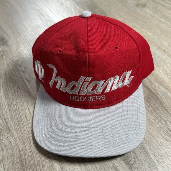 Vintage Sports Specialties‎ Idiana Hoosiers Script Snapback Hat Red Wool Cap - Picture 1 of 9